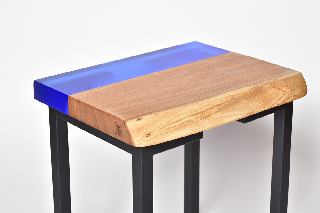 レジンスツール（クルミ×ネイビー）