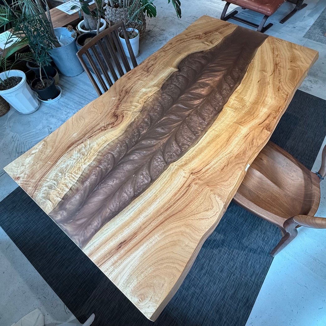 クスレジンリバーテーブル(ブラウン)[1700-800]