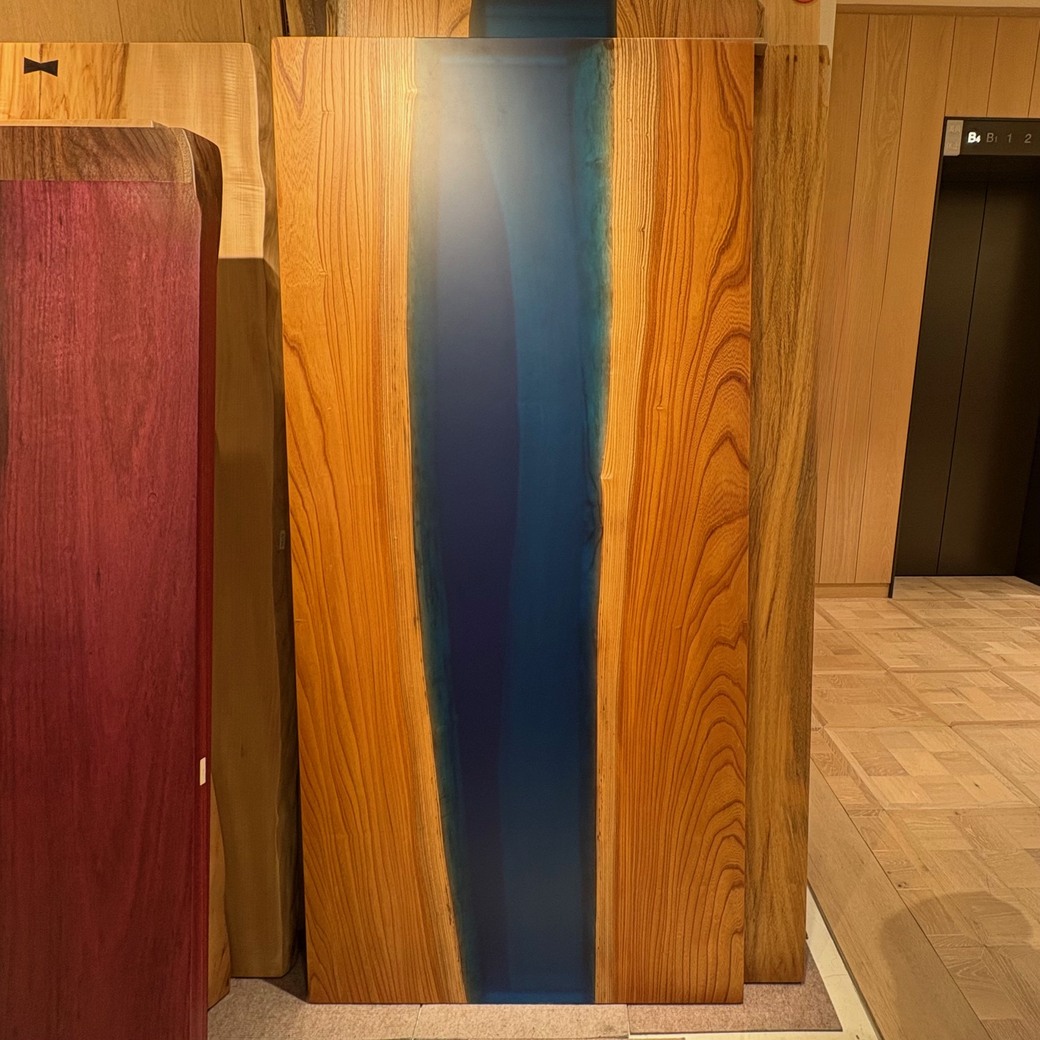 ケヤキレジンリバーテーブル(ネイビー)[1800-835]