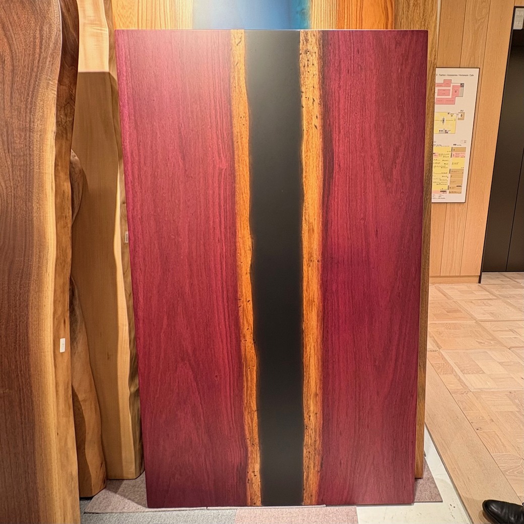 パープルハートレジンリバーテーブル(ブラック)[1500-890]