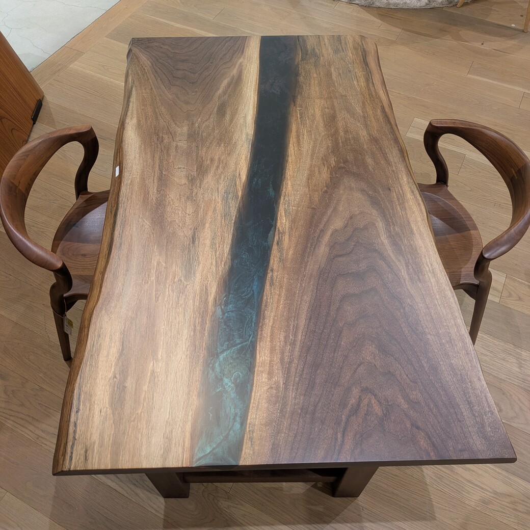 ブラックウォールナットレジンテーブル(ブラック)[1500-900]