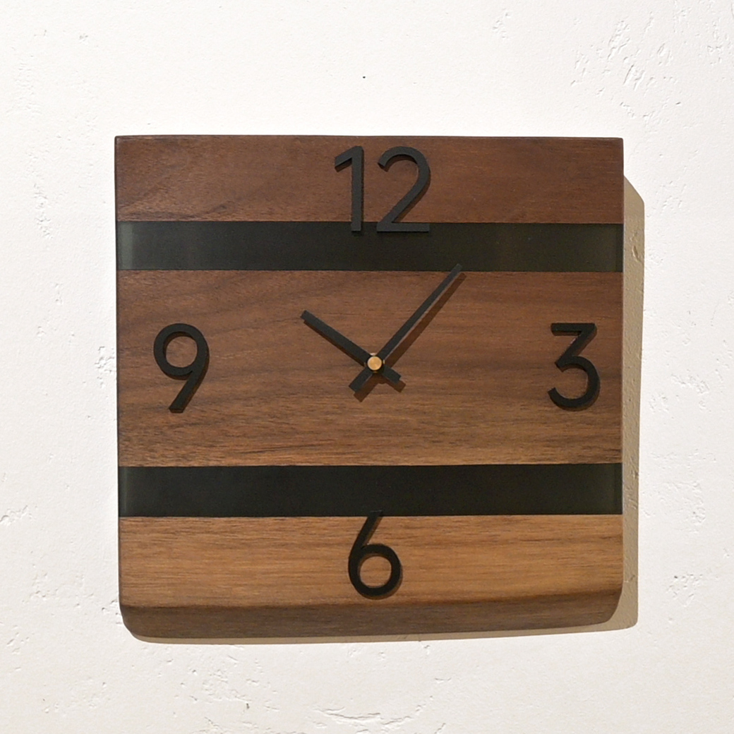 レジンウォールクロック(ブラックウォールナット×ブラック)