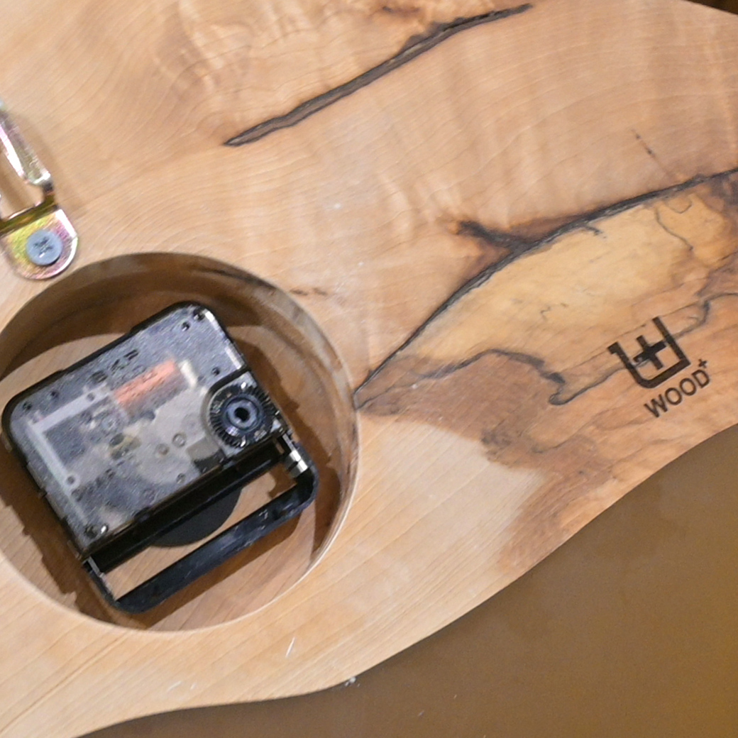 レジンウォールクロック(トチ×ブラウン)