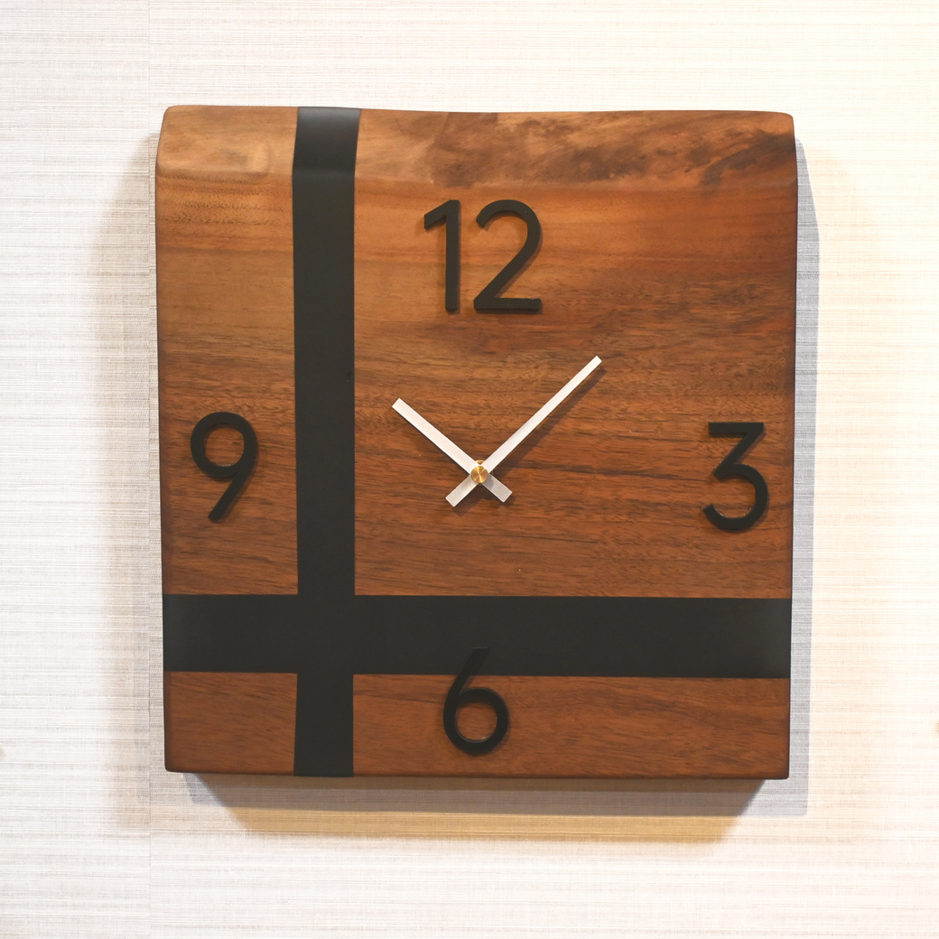 レジンウォールクロック(ブラックウォールナット×ブラック)