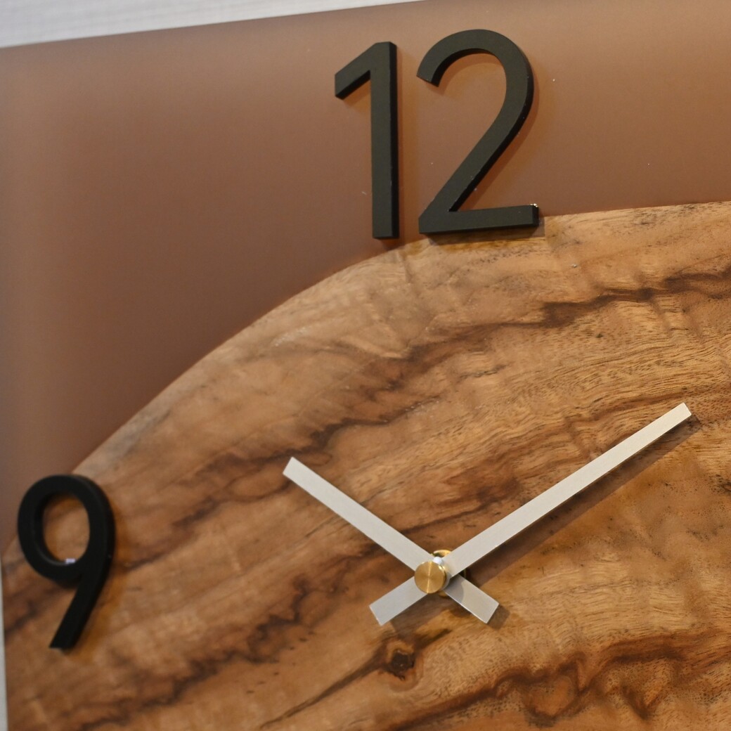 レジンウォールクロック(トチ×ブラウン)